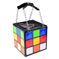 360DSC Womens Novelty Cute Magic Cube Shape PU Leahter Handbag Tote Bag Makeup Purse - Intl
