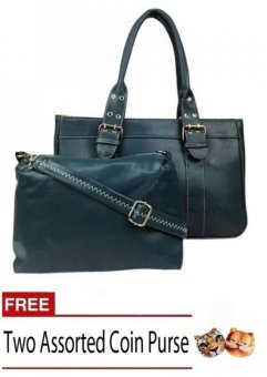 Elena 6021 Shoulder Bag with Sling Bag (Aqua Blue) with Free Assorted Coin Purse Set of 2
