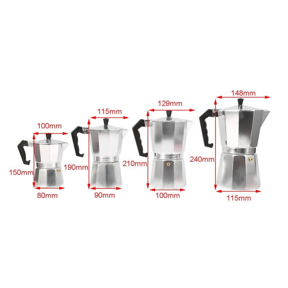 Aluminum Italian Type Moka Pot Espresso Coffee Maker Stove HomeOffice Use 450ML 9 Cups Aluminum Italian Type Moka Pot Espresso Coffee Maker Stove HomeOffice Use 450ML 9 Cups