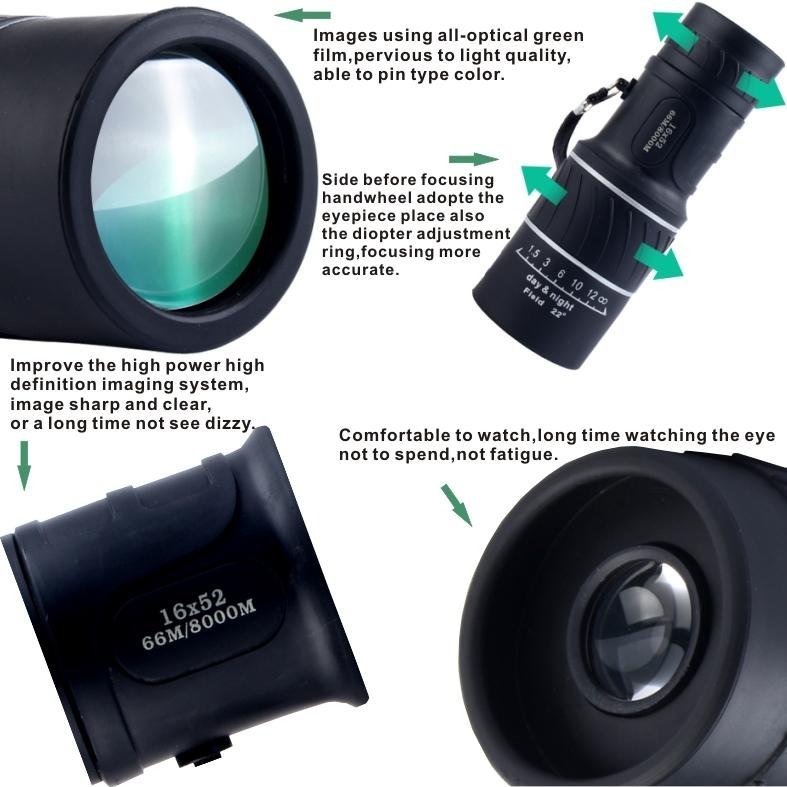 16x Zoom.Magnification Sports Hiking Telescope 16x52 Monocular Camp Travel Telescope For Cellphone Camera Lens With Tripod Universal Phone Stable Bracket - Intl June 2018 - 4 16x zoom.Magnification Sports Hiking Telescope 16x52 Monocular Camp Travel Telescope for Cellphone Camera Lens with Tripod Universal Phone Stable Bracket - intl - 4