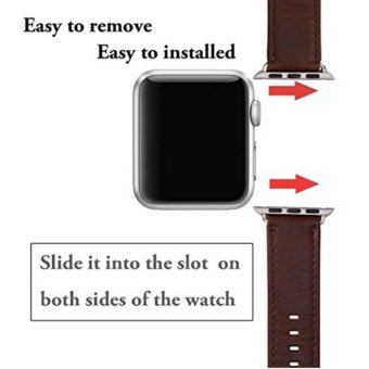 Apple Watch Band Series 1 Series 2,Premium Vintage Genuine LeatherWrist Strap Replacment With Classic Stainless Steel BuckleClasp,Crazy Horse Style For Iwatch,42mm - Intl June 2018 - 4 Apple Watch Band Series 1 Series 2,Premium Vintage Genuine LeatherWrist Strap Replacment with Classic Stainless Steel BuckleClasp,Crazy Horse Style for iwatch,42mm - intl - 4