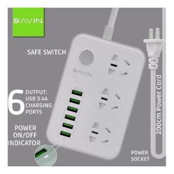 Bavin SC-3603 Multi-Function Charging HUB 6 USB Ports With 3 Power Socket June 2018 - 2 Bavin SC-3603 Multi-Function Charging HUB 6 USB Ports with 3 Power Socket - 2