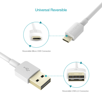 Dodocool 3.3ft / 1m TPE Tangle-Free Reversible USB 2.0 A ToReversible Micro USB B Male Cable Charge Sync Cord With Gold-PlatedConnectors For Micro-USB Devices White - Intl June 2018 - 2 dodocool 3.3ft / 1m TPE Tangle-Free Reversible USB 2.0 A toReversible Micro USB B Male Cable Charge Sync Cord with Gold-PlatedConnectors for Micro-USB Devices White - intl - 2