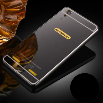 Moonmini Hard PC Mirror Metal Frame Bumper Case For Lenovo K3 A6000 (Black) April 2018 - 2 Moonmini Hard PC Mirror Metal Frame Bumper Case for Lenovo K3 A6000 (Black) - 2