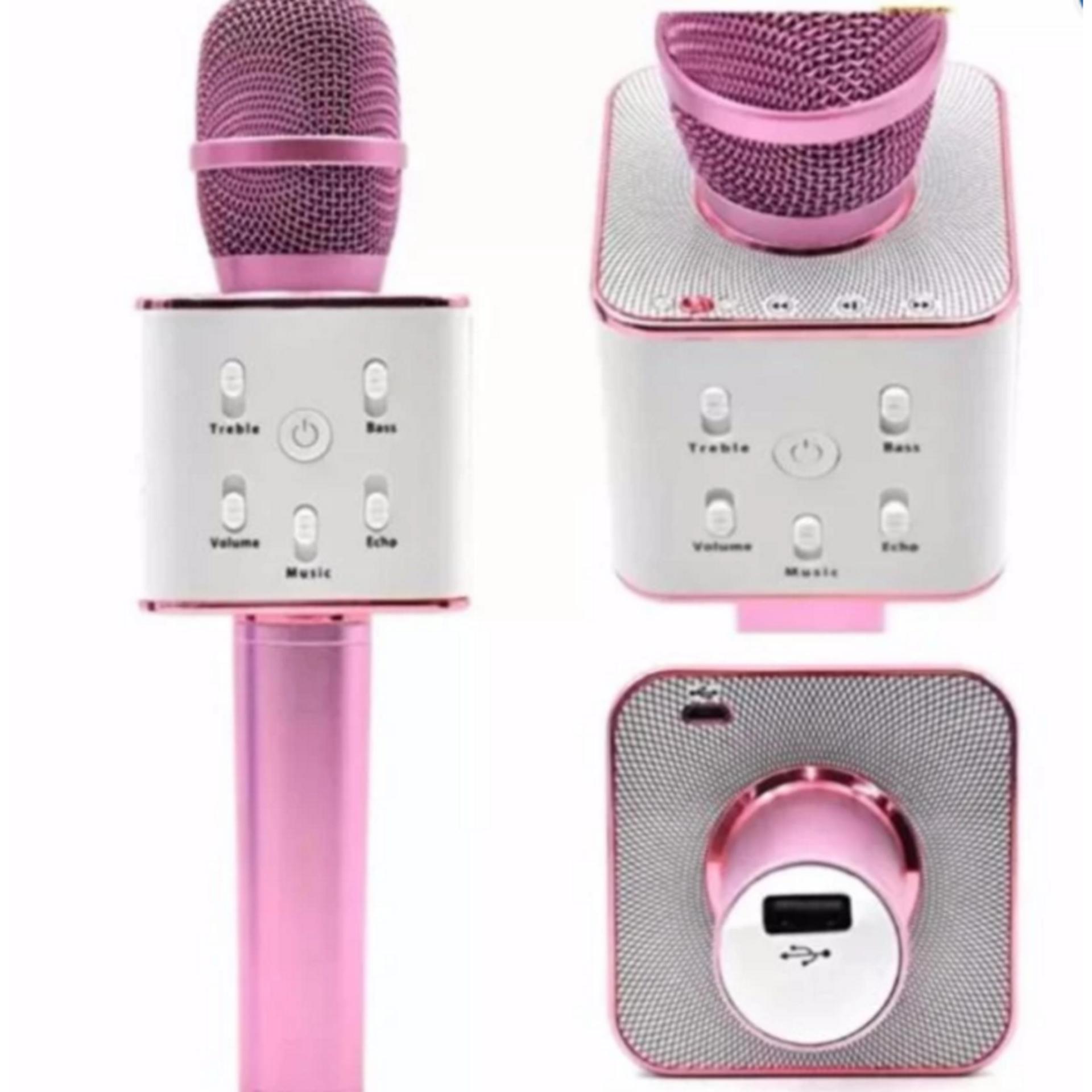 Image result for Mic Q7 Bluetooth Wireless KTV Pink