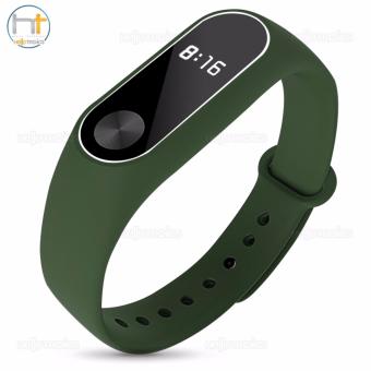 Replacement Jelly Wrist Strap For Xiaomi Mi Band 2 (Dark Green/White) June 2018 - 2 Replacement Jelly Wrist Strap for Xiaomi Mi Band 2 (Dark Green/White) - 2