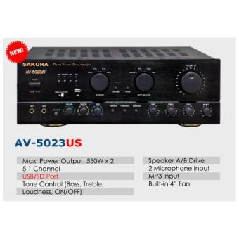 Sakura AV-5023US 2 X 550W 5.1 Channel Karaoke MP3 Amplifier (Black) June 2018 - 2 Sakura AV-5023US 2 X 550W 5.1 Channel Karaoke MP3 Amplifier (Black) - 2