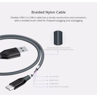 Tronsmart ATC5 Double Braided Nylon USB-C To USB-A Kevlar FiberCable Grey June 2018 - 2 Tronsmart ATC5 Double Braided Nylon USB-C to USB-A Kevlar FiberCable Grey - 2
