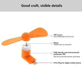 Ultralite Cell Phone Mini Fan For IPhone 5-5s-6-6s-6sPlus, IPads And Powerbanks With 8-pin Lightning Connector Port (Orange) April 2018 - 3 Ultralite Cell Phone Mini Fan for iPhone 5-5s-6-6s-6sPlus, iPads and Powerbanks with 8-pin Lightning Connector Port (Orange) - 3