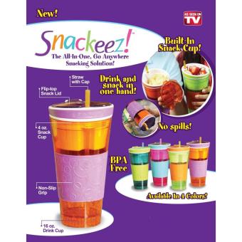 2 In 1 Snackeez Plastic Snack And Drink Cup (Green/Orange) June 2018 - 3 2 in 1 Snackeez Plastic Snack and Drink Cup (Green/Orange) - 3
