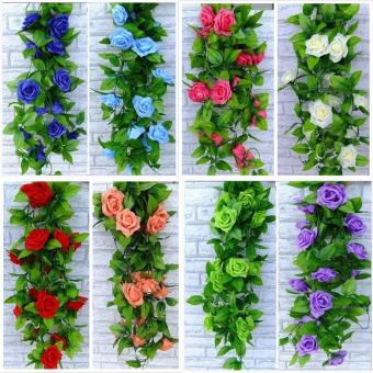 2.5m Artificial Garland Silk Flowers Home Garden Decor Color:Lightblue - Intl June 2018 - 2 2.5m Artificial Garland Silk Flowers Home Garden Decor color:Lightblue - intl - 2
