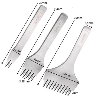 3.38mm 3.85mm French Style Leather Craft Hole Stitching Punch Tool 2+5+10 Prong - Intl June 2018 - 5 3.38mm 3.85mm French Style leather Craft Hole Stitching Punch Tool 2+5+10 Prong - intl - 5