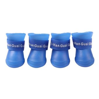 4x Pet Dog Waterproof Boots Rubber Rain Shoes Color:Blue Size:M - Intl June 2018 - 2 4x Pet Dog Waterproof Boots Rubber Rain Shoes color:Blue size:M - intl - 2