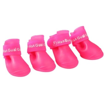 4x Pet Dog Waterproof Boots Rubber Rain Shoes Color:Rose-carmine Size:L - Intl June 2018 - 2 4x Pet Dog Waterproof Boots Rubber Rain Shoes color:Rose-carmine size:L - intl - 2