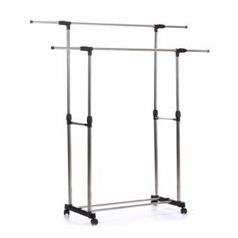 Adjustable Double Rail Garment Rack With Shoes Shelf On Wheels (Scalable) June 2018 - 3 Adjustable Double Rail Garment Rack with Shoes Shelf on Wheels (Scalable) - 3