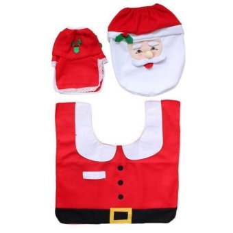Christmas Santa Claus Bathroom Toilet Seats Cover Mat -Toilet Cover+contour Rug + Tank Cover, Thermal Potty 3 Piece Set June 2018 - 3 Christmas Santa Claus Bathroom toilet seats cover mat -Toilet cover+contour rug + tank cover, thermal potty 3 piece set - 3