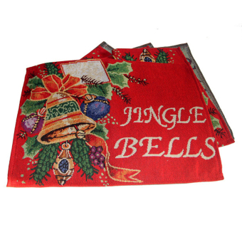 Christmas Tapestry Table Cloth Runner Jingle Bells W/ Tassel Multicolor - Intl June 2018 - 3 Christmas Tapestry Table Cloth Runner Jingle Bells w/ Tassel Multicolor - intl - 3