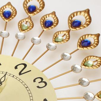 Diamond Peacock Luxury Decorations Mute Wall Clock (Gold) June 2018 - 3 Diamond Peacock Luxury Decorations Mute Wall Clock (Gold) - 3