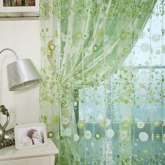 Floral Printed Tulle Voile Window Curtain Sheer Drape Panel 200x100CM Green April 2018 - 5 Floral Printed Tulle Voile Window Curtain Sheer Drape Panel 200x100CM Green - 5
