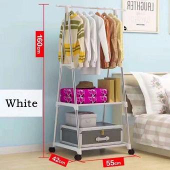 Gonzalez Multipurpose Durable Cloth Rack (White) With FoldableWoven Clothing Storage Box (Dotted Blue) April 2018 - 2 Gonzalez Multipurpose Durable Cloth Rack (White) with FoldableWoven Clothing Storage Box (Dotted Blue) - 2