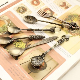 Kitchen Bar Vintage Royal Style Metal Carved Mini Coffee Spoons AndFork - Intl July 2018 - 4 Kitchen Bar Vintage Royal Style Metal Carved Mini Coffee Spoons andFork - intl - 4