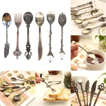 Kitchen Bar Vintage Royal Style Metal Carved Mini Coffee Spoons AndFork - Intl July 2018 - 2 Kitchen Bar Vintage Royal Style Metal Carved Mini Coffee Spoons andFork - intl - 2