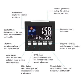 Leegoal LCD Screen Digital Indoor Weather Forecast TemperatureHumidity Monitor Alarm Clock,Black - Intl June 2018 - 2 Leegoal LCD Screen Digital Indoor Weather Forecast TemperatureHumidity Monitor Alarm Clock,Black - intl - 2