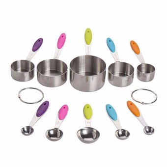 Leegoal Set Of 5pcs Measuring Spoons Set,Kitchen Stainless Steel With Silicone Handles Measuring Cups Spoons - Intl June 2018 - 2 leegoal Set Of 5pcs Measuring Spoons Set,Kitchen Stainless Steel With Silicone Handles Measuring Cups Spoons - intl - 2