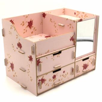 Multifunction Wooden Drawer Style Makeup Cosmetics Jewelry StorageBox Case Rack Organizer (Light Pink) With Foldable Woven ClothingStorage Box (Dotted Dark Blue) June 2018 - 4 Multifunction Wooden Drawer Style Makeup Cosmetics Jewelry StorageBox Case Rack Organizer (Light Pink) with Foldable Woven ClothingStorage Box (Dotted Dark Blue) - 4