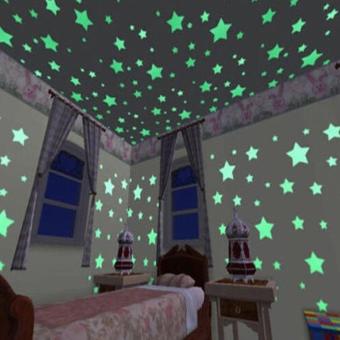 NiceEshop 100pcs Wall Stickers Decal Glow In The Dark Baby KidsBedroom Home Decor Color Stars Luminous Fluorescent Wall StickersDecal (Lake Blue) - Intl June 2018 - 2 niceEshop 100pcs Wall Stickers Decal Glow In The Dark Baby KidsBedroom Home Decor Color Stars Luminous Fluorescent Wall StickersDecal (Lake Blue) - intl - 2