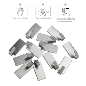 NUOLUX 12pcs Adhesive Stainless Steel Towel Hooks Towel Racks WallHooks For Kitchen Bathroom - Intl April 2018 - 3 NUOLUX 12pcs Adhesive Stainless Steel Towel Hooks Towel Racks WallHooks for Kitchen Bathroom - Intl - 3