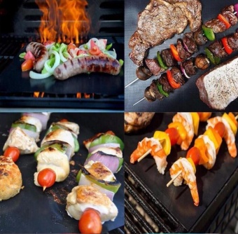 Set Of 1 Non-Stick BBQ Grill Mat Works On Gas,Charcoal,Electric Grills Heat Resistant Barbecue Sheets For Grilling Meat, Veggies, Seafood - Intl June 2018 - 4 Set of 1 Non-Stick BBQ Grill Mat Works on Gas,Charcoal,Electric Grills Heat Resistant Barbecue Sheets For Grilling Meat, Veggies, Seafood - intl - 4
