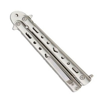 Silver Deluxe Butterfly Balisong Knife With Pocket Belt Clip #0327 June 2018 - 2 Silver Deluxe Butterfly Balisong Knife with Pocket Belt Clip #0327 - 2
