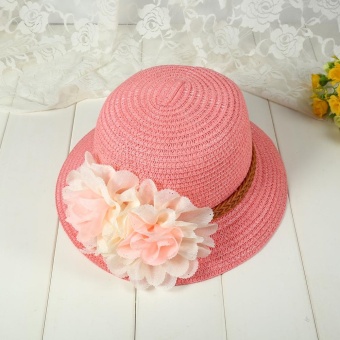 1Pc Baby Girls Hat Summer Flower Beach Outdoor Sun Hats Straw CapFor 2-7 Years Kids (#1 Pink) - Intl June 2018 - 4 1Pc Baby Girls Hat Summer Flower Beach Outdoor Sun Hats Straw CapFor 2-7 years Kids (#1 Pink) - intl - 4