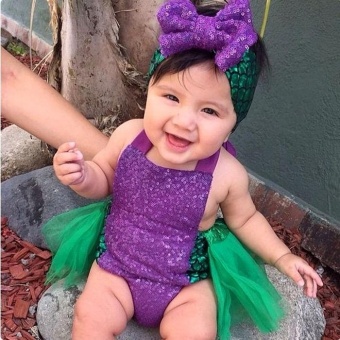 2PCS Sequin Baby Girls Mermaid Tulle Romper Bodysuit HeadbandSunsuit Outfits Clothes - Intl June 2018 - 4 2PCS Sequin Baby Girls Mermaid Tulle Romper Bodysuit HeadbandSunsuit Outfits Clothes - intl - 4