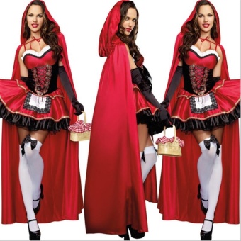 3PCS/Set Cosplay Dress+Cloak+Gloves Little Red Riding Hood Adult Halloween Costume For Women (M Size) - Intl June 2018 - 5 3PCS/Set Cosplay Dress+Cloak+Gloves Little Red Riding Hood Adult Halloween Costume for Women (M Size) - intl - 5
