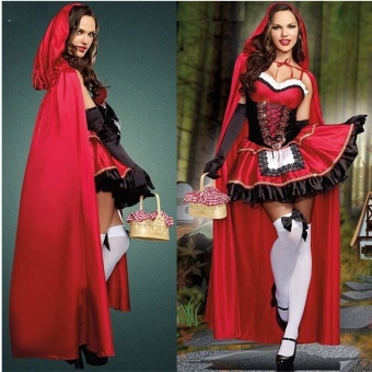 3PCS/Set Cosplay Dress+Cloak+Gloves Little Red Riding Hood Adult Halloween Costume For Women (M Size) - Intl June 2018 - 2 3PCS/Set Cosplay Dress+Cloak+Gloves Little Red Riding Hood Adult Halloween Costume for Women (M Size) - intl - 2