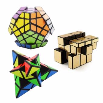 3x3 Mirror Gold, Megaminx, Pyraminx Speed Rubik's Cube Set June 2018 - 2 3x3 Mirror Gold, Megaminx, Pyraminx Speed Rubik's Cube Set - 2