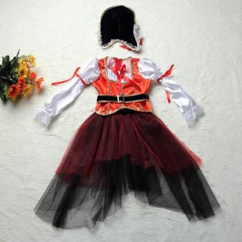4PCS/Set Dress+Belt+Hat+Skirt Kids Party Cosplay Dress Up PirateHalloween Costumes For Girls (L Size Height 115-125CM) - Intl June 2018 - 3 4PCS/Set Dress+Belt+Hat+Skirt Kids Party Cosplay Dress Up PirateHalloween Costumes for Girls (L Size Height 115-125CM) - intl - 3