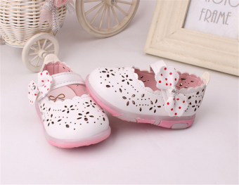 Baby Girls Sandals Toddler First Walker Shoes PU Leather Soft-soled Heelpiece Flashing Light ( White) - Intl June 2018 - 3 Baby girls Sandals Toddler First Walker Shoes PU Leather Soft-soled Heelpiece Flashing light ( white) - Intl - 3