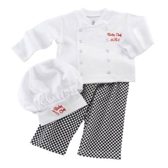 Cute Baby Infant Toddler Chef Costume 3 PCs Set Hat+ White Shirt + Plaid Pants For Boys Girls Suits June 2018 - 2 Cute Baby Infant Toddler Chef Costume 3 PCs Set Hat+ White Shirt + Plaid Pants for Boys Girls Suits - 2