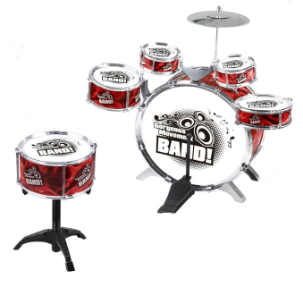 Kids Simulation Jazz Drum Musical Toy 6Rums Red BASS DRUM - Intl