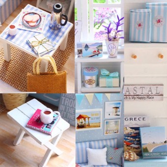 LED Light DIY Miniature Dollhouse Blue Sofa June 2018 - 5 LED Light DIY Miniature Dollhouse Blue Sofa - 5