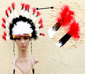 NiceEshop Indian Feathers Headdress Native American Chief HeadDress For Adult And Kids Halloween Costumes Party, Black+White+Red23x14inch - Intl June 2018 - 3 niceEshop Indian Feathers Headdress Native American Chief HeadDress for Adult and Kids Halloween Costumes Party, Black+White+Red23x14inch - intl - 3
