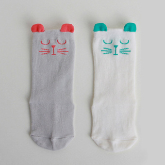 YBC Unisex Baby Cotton Cute Cat Sock Anti-slip Soft Knee Sock White- Intl June 2018 - 2 YBC Unisex Baby Cotton Cute Cat Sock Anti-slip Soft Knee Sock White- intl - 2