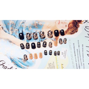 2017 New Designed Rivets Shattered Glass Style Artificial Nails 24Pcs Short Oval Fake Nails Black Orange Line With Glue Sticker -intl June 2018 - 4 2017 New Designed Rivets Shattered Glass Style Artificial Nails 24Pcs Short Oval Fake Nails Black Orange Line with Glue Sticker -intl - 4