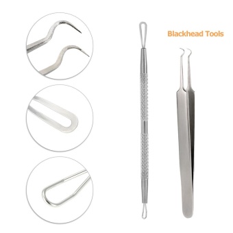 2pcs Blackhead Tool Curved Acne Clip Facial Pimple Tweezer ComedoneCleaner Stainless Steel Blemish Extractor Remover Set - Intl June 2018 - 2 2pcs Blackhead Tool Curved Acne Clip Facial Pimple Tweezer ComedoneCleaner Stainless Steel Blemish Extractor Remover Set - intl - 2