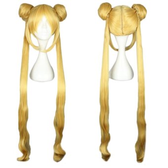 Long Yellow Women Wigs With 2 Double Bun Hair Cosplay CosplayPonytails For Sailor Moon Tsukino Usagi Figure(Color:YELLOW) - Intl June 2018 - 2 Long Yellow Women Wigs With 2 Double Bun Hair Cosplay CosplayPonytails For Sailor Moon Tsukino Usagi Figure(Color:YELLOW) - intl - 2
