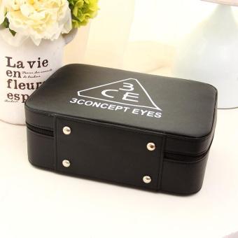 PU Leather Cosmetic Bag Make-up Storage Box Case Organizer - Black April 2018 - 3 PU Leather Cosmetic Bag Make-up Storage Box Case Organizer - black - 3