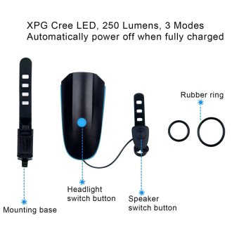 Bike Light Set With Horn Waterproof USB Rechargeable XPG LED BicyleHeadlight And Taillight - Intl June 2018 - 2 Bike Light Set with Horn Waterproof USB Rechargeable XPG LED BicyleHeadlight and Taillight - intl - 2